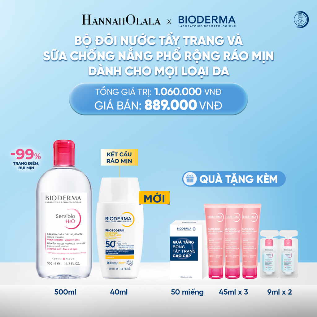  DEAL 11: BỘ ĐÔI NƯỚC TẨY TRANG VÀ SỮA CHỐNG NẮNG PHỔ RỘNG RÁO MỊN CHO MỌI LOẠI DA 