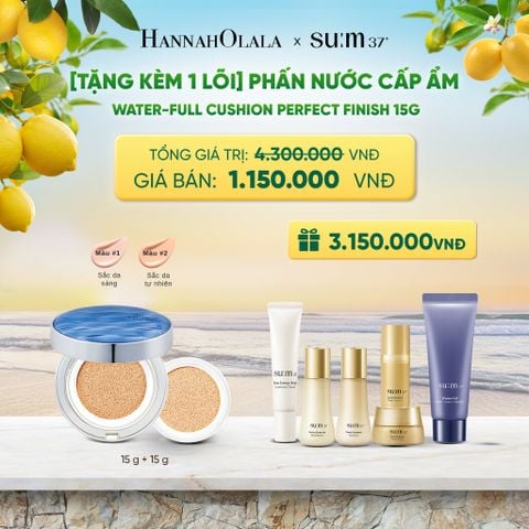  [TẶNG KÈM 1 LÕI] PHẤN NƯỚC CẤP ẨM SU:M37 WATER-FULL CC CUSHION PERFECT FINISH 15G - A62 