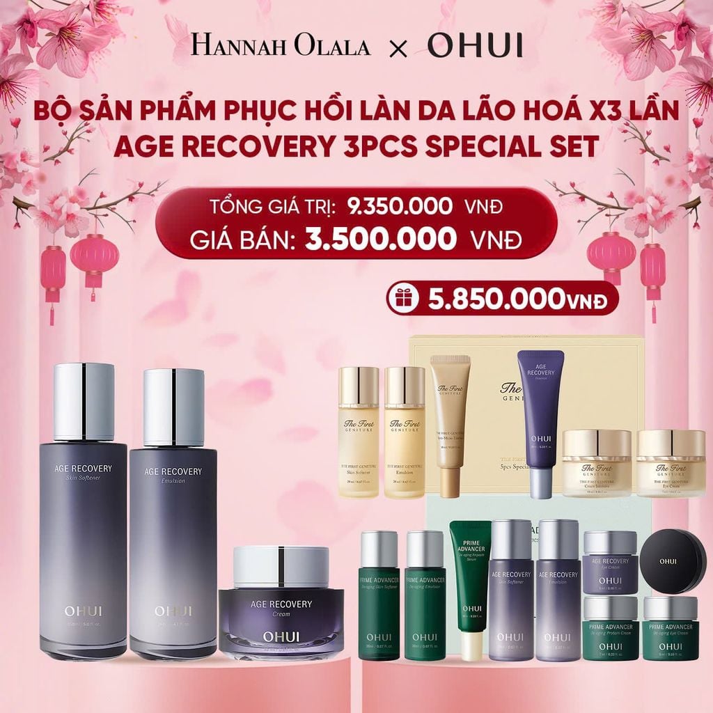  DEAL 9: BỘ SẢN PHẨM PHỤC HỒI LÀN DA LÃO HOÁ X3 LẦN OHUI AGE RECOVERY 3PCS SPECIAL SET 