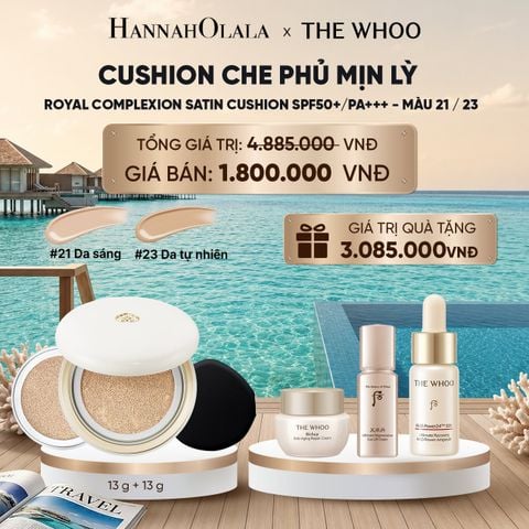  [TẶNG KÈM 1 LÕI] CUSHION CHE PHỦ MỊN LỲ THE WHOO ROYAL COMPLEXION SATIN CUSHION SPF50+/PA+++_ D494 