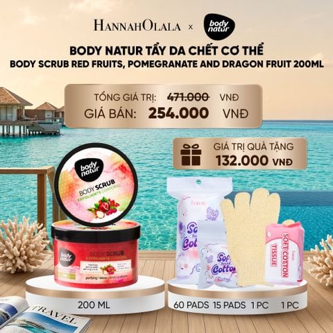  BODY NATUR TẨY DA CHẾT CƠ THỂ BODY SCRUB RED FRUITS, POMEGRANATE AND DRAGON FRUIT 200ML_ D651 