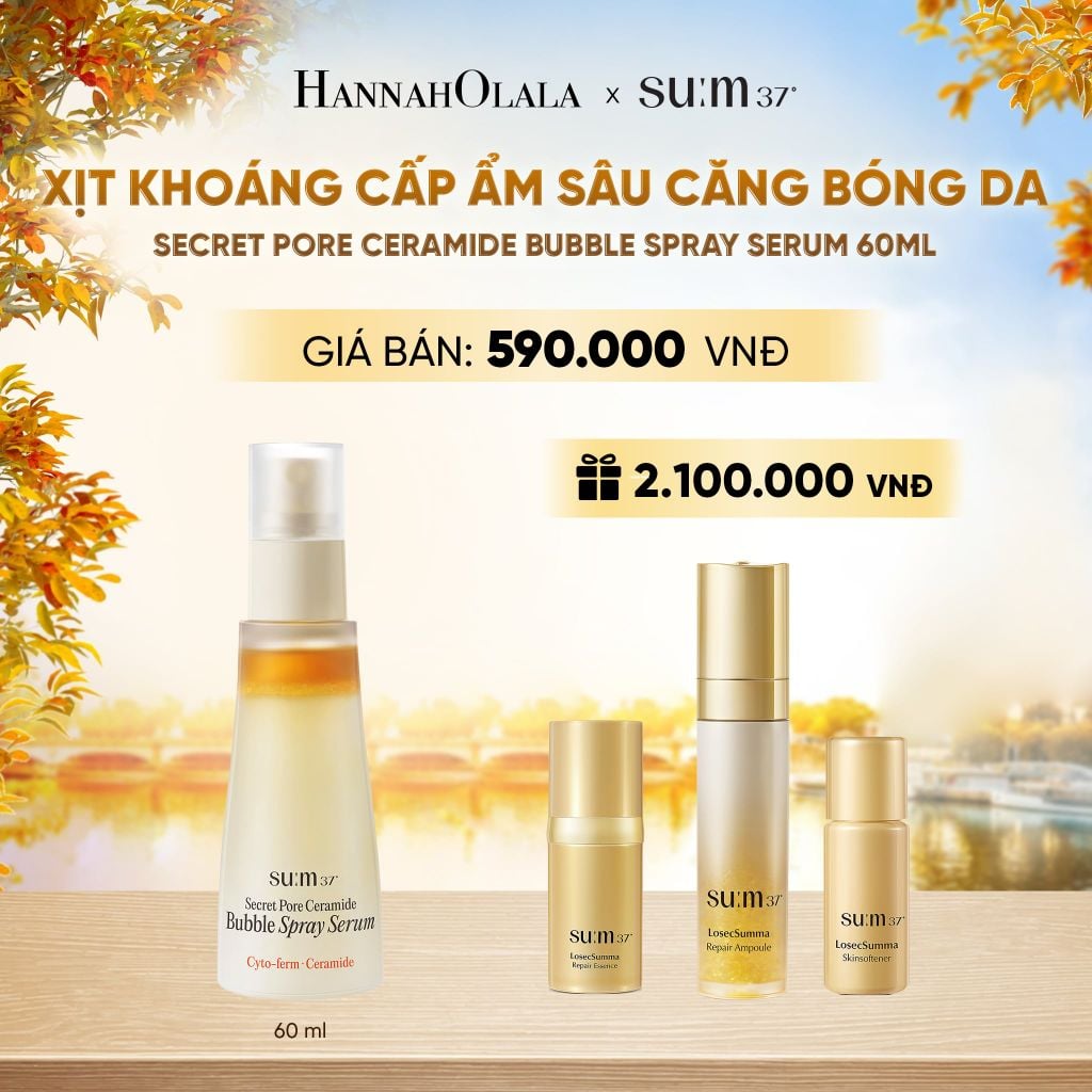  XỊT KHOÁNG CẤP ẨM SÂU CĂNG BÓNG DA SU:M37 SECRET PORE CERAMIDE BUBBLE SPRAY SERUM 60ML - E2189 