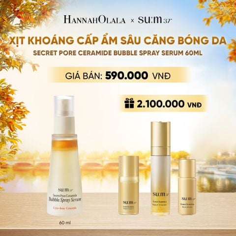  XỊT KHOÁNG CẤP ẨM SÂU CĂNG BÓNG DA SU:M37 SECRET PORE CERAMIDE BUBBLE SPRAY SERUM 60ML - E2189 