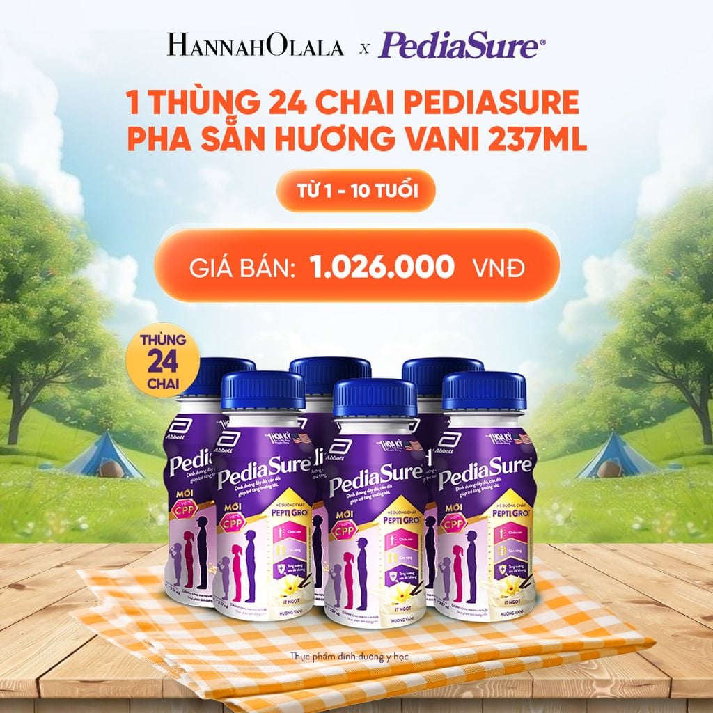  1 THÙNG 24 CHAI PEDIASURE PHA SẴN HƯƠNG VANI 237ML DEAL 9: 