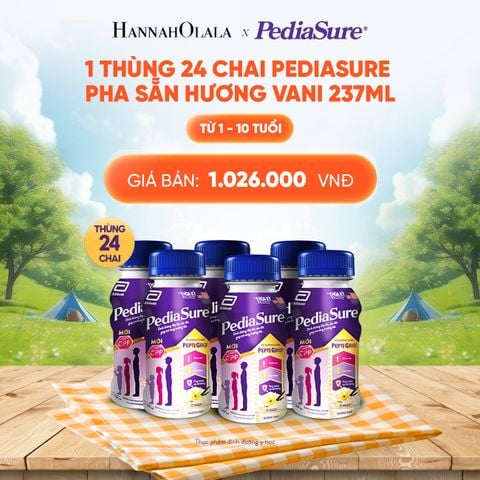  1 THÙNG 24 CHAI PEDIASURE PHA SẴN HƯƠNG VANI 237ML DEAL 9: 