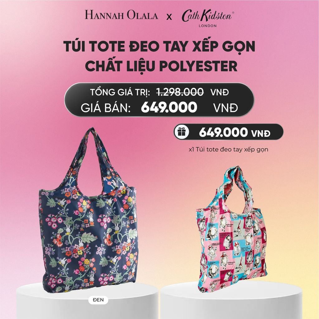  [MUA 1 TẶNG 1] TÚI TOTE ĐEO TAY XẾP GỌN CATH KIDSTON CHẤT LIỆU POLYESTER_A1963 