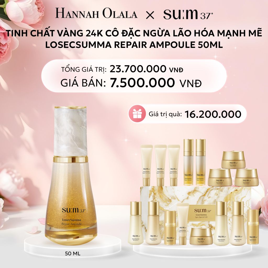  E798: DEAL 36: TINH CHẤT VÀNG 24K CÔ ĐẶC NGỪA LÃO HÓA MẠNH MẼ SU:M37 LOSECSUMMA REPAIR AMPOULE 50ML - [GIAO HÀNG TỪ 03/10] 