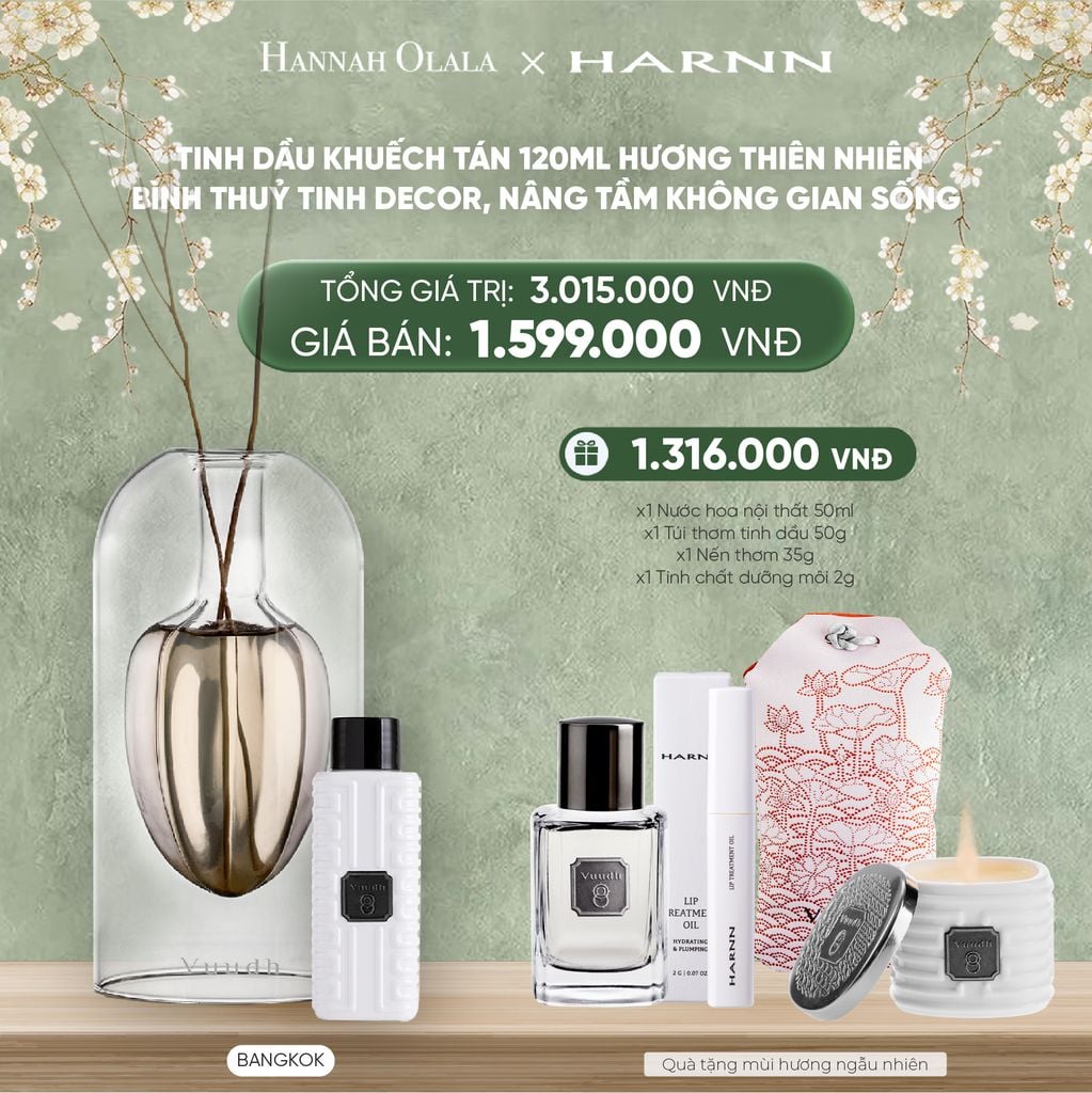  DEAL 10: TINH DẦU KHUẾCH TÁN 120ML HƯƠNG THIÊN NHIÊN - BÌNH THUỶ TINH DECOR, NÂNG TẦM KHÔNG GIAN SỐNG 