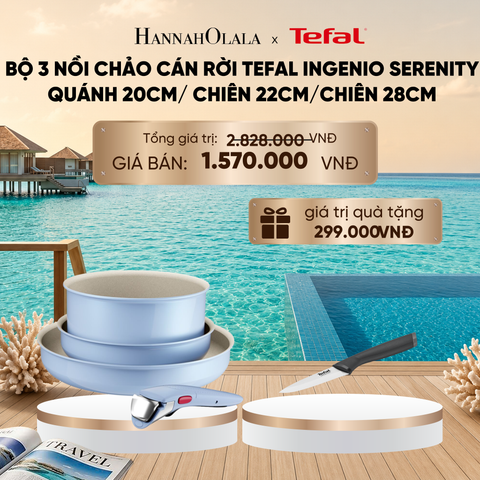  BỘ 3 NỒI CHẢO CÁN RỜI TEFAL INGENIO SERENITY, QUÁNH 20CM/ CHIÊN 22CM/CHIÊN 28CM_ D451 