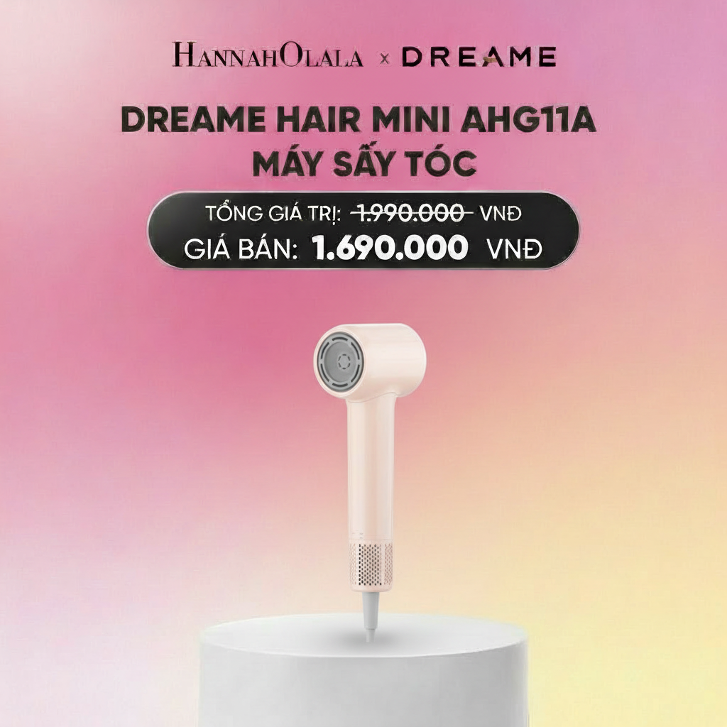  DREAME HAIR MINI AHG11A MÁY SẤY TÓC ION ÂM SIÊU NHỎ GỌN 270G ĐỘNG CƠ TỐC ĐỘ CAO - BH 24 THÁNG - H203_A1717 