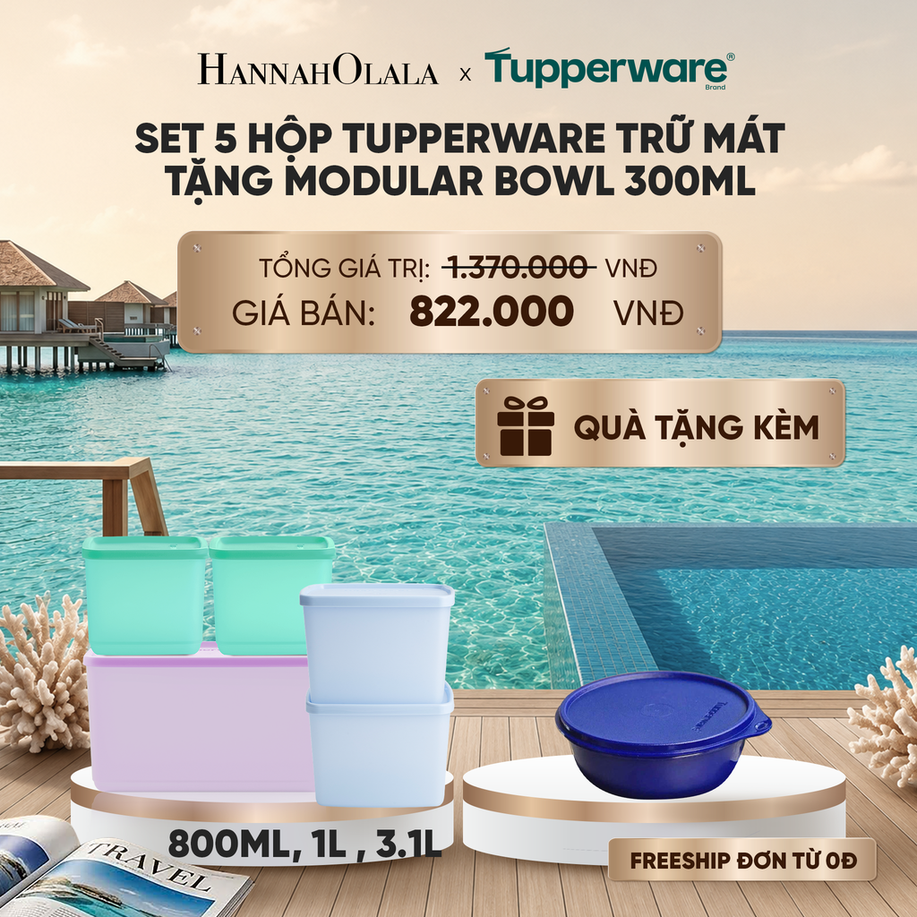  SET 5 HỘP TUPPERWAR TRỮ MÁT TẶNG MODULAR BOWL 300ML_ D1455 