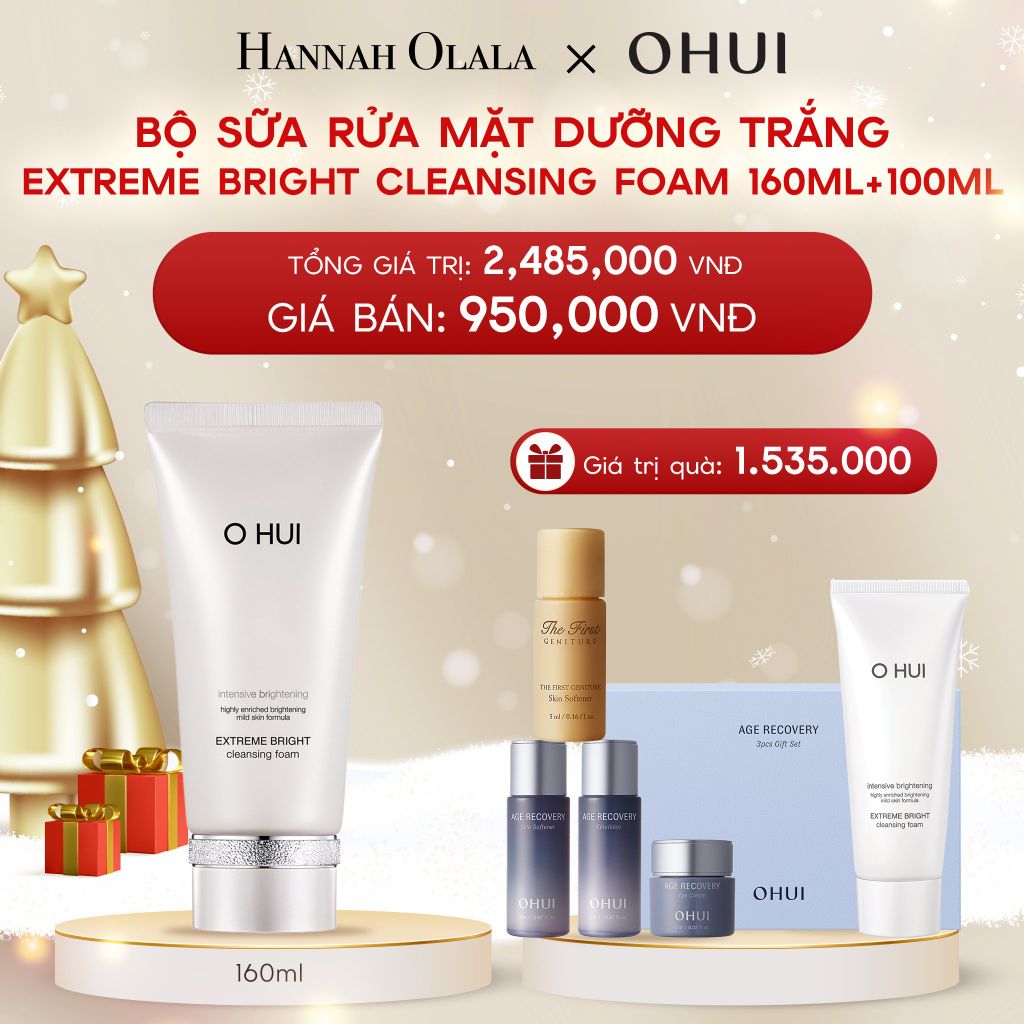  A312_DEAL 9: BỘ SỮA RỬA MẶT DƯỠNG TRẮNG OHUI EXTREME BRIGHT CLEANSING FOAM 160ML+100ML 