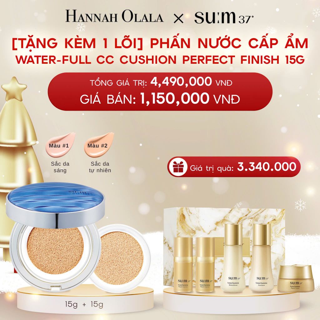  A329_DEAL 9: [TẶNG KÈM 1 LÕI] PHẤN NƯỚC CẤP ẨM SU:M37 WATER-FULL CC CUSHION PERFECT FINISH 15G 