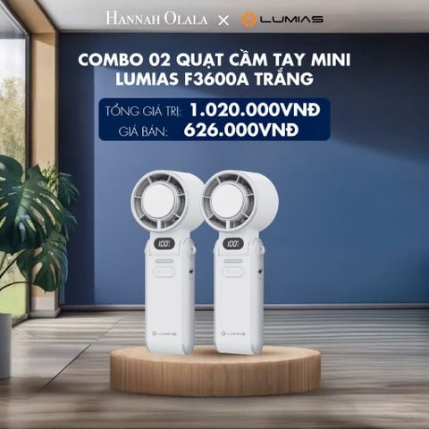  COMBO 02 QUẠT CẦM TAY MINI CÓ CHẾ ĐỘ LÀM LẠNH LUMIAS F3600A TRẮNG - DEAL 11 