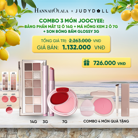  COMBO 3: BẢNG MẮT 12 Ô + MÁ KEM 2 Ô + SON BÓNG BẤM 