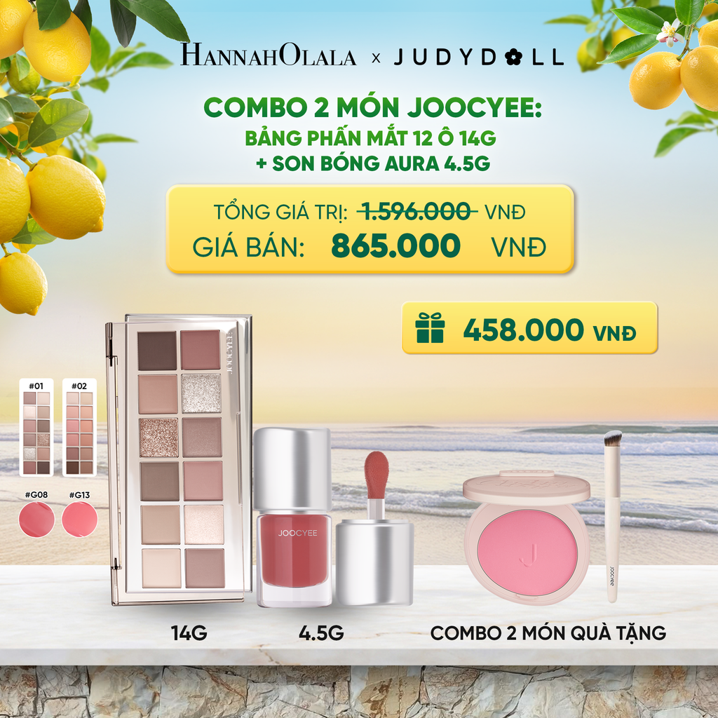  COMBO 2: BẢNG PHẤN MẮT 12 Ô + SON BÓNG AURA 