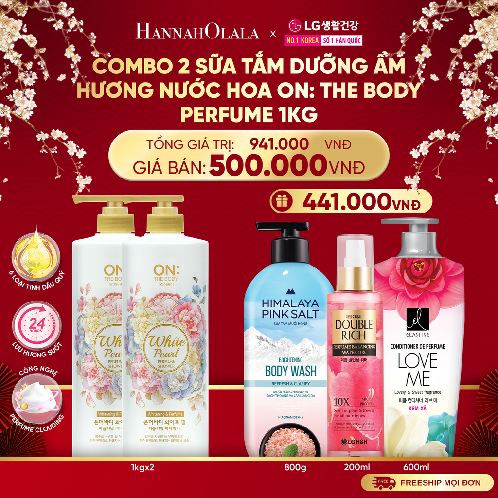  DEAL 03: COMBO 2 SỮA TẮM DƯỠNG ẨM HƯƠNG NƯỚC HOA ON: THE BODY PERFUME 1KG 