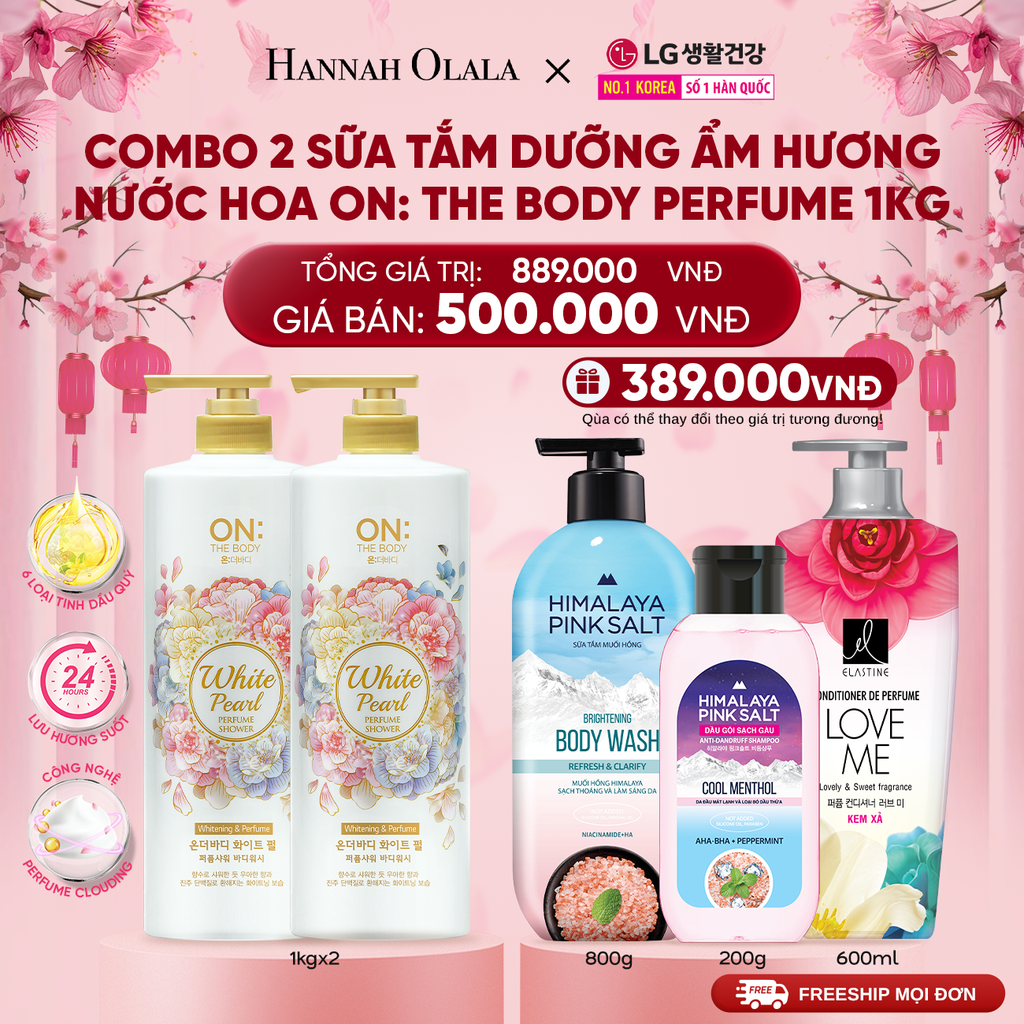  DEAL 03: COMBO 2 SỮA TẮM DƯỠNG ẨM HƯƠNG NƯỚC HOA ON: THE BODY PERFUME CLASSIC PINK 1KG 