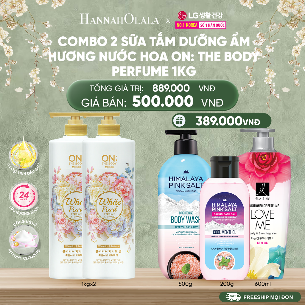  DEAL 03: COMBO 2 SỮA TẮM DƯỠNG ẨM HƯƠNG NƯỚC HOA ON: THE BODY PERFUME CLASSIC PINK 1KG 