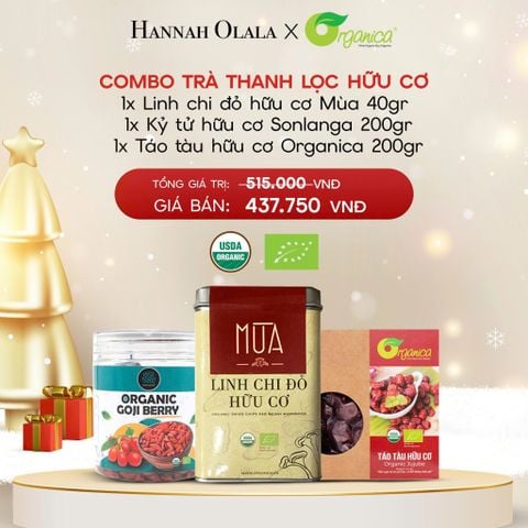  A1796_DEAL 6: [GIAO HÀNG TỪ 15/12] COMBO TRÀ THANH LỌC HỮU CƠ 1X LINH CHI ĐỎ HỮU CƠ MÙA 40GR 1X KỶ TỬ HỮU CƠ SONLANGA 200GR 1X TÁO TÀU HỮU CƠ ORGANICA 200GR 