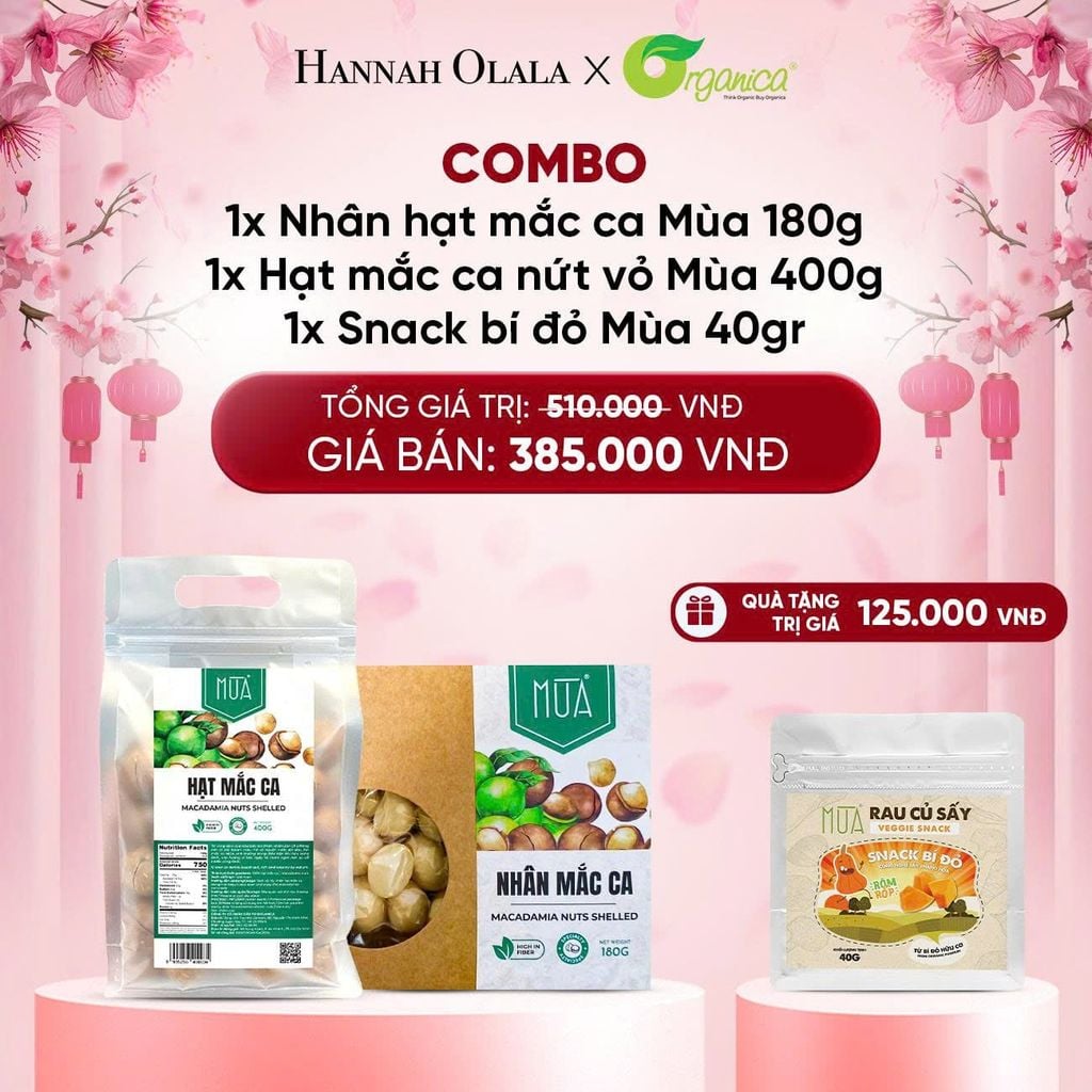  DEAL 6: COMBO 1 X NHÂN MẮC CA MÙA 180GR 1X HẠT MẮC CA SẤY NỨT VỎ MÙA 400GR 