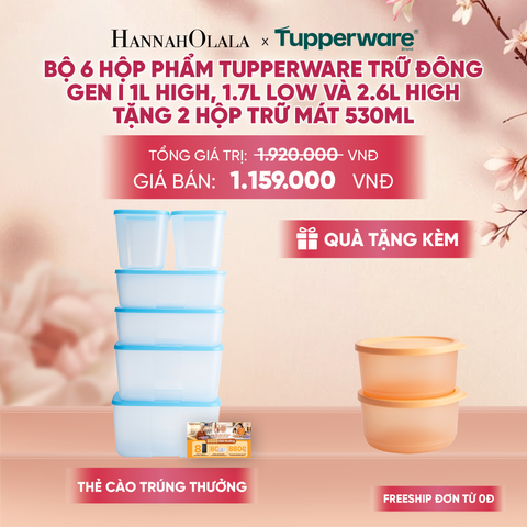  BỘ 6 HỘP ĐỰNG THỰC PHẨM TUPPERWARE TRỮ ĐÔNG GEN I 1L HIGH, 1.7L LOW VÀ 2.6L HIGH TẶNG 2 HỘP TRỮ MÁT - DEAL 57 - A445 