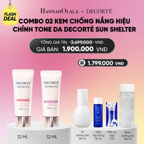  [FLASH DEAL 7]: COMBO 02 KEM CHỐNG NẮNG HIỆU CHỈNH TONE DA DECORTÉ SUN SHELTER_ A1804 