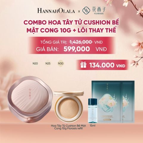  COMBO HOA TÂY TỬ CUSHION BỀ MẶT CONG 10G FLORASIS + REFILL CÙNG MÀU - A421 