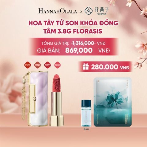  HOA TÂY TỬ SON KHÓA ĐỒNG TÂM 3.8G FLORASIS KHÓA ĐỒNG TÂM PHƯƠNG ĐÔNG, CHO ĐÔI MÔI MỜ LÌ , PHIÊN BẢN GỐM SỨ ĐÔNG PHƯƠNG - A2151 
