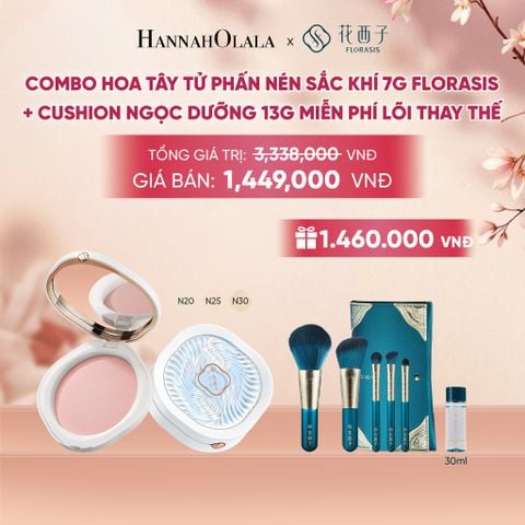  COMBO HOA TÂY TỬ PHẤN NÉN SẮC KHÍ 7G FLORASIS + HOA TÂY TỬ CUSHION NGỌC DƯỠNG 13G FLORASIS MIỄN PHÍ LÕI THAY THẾ - A1680 