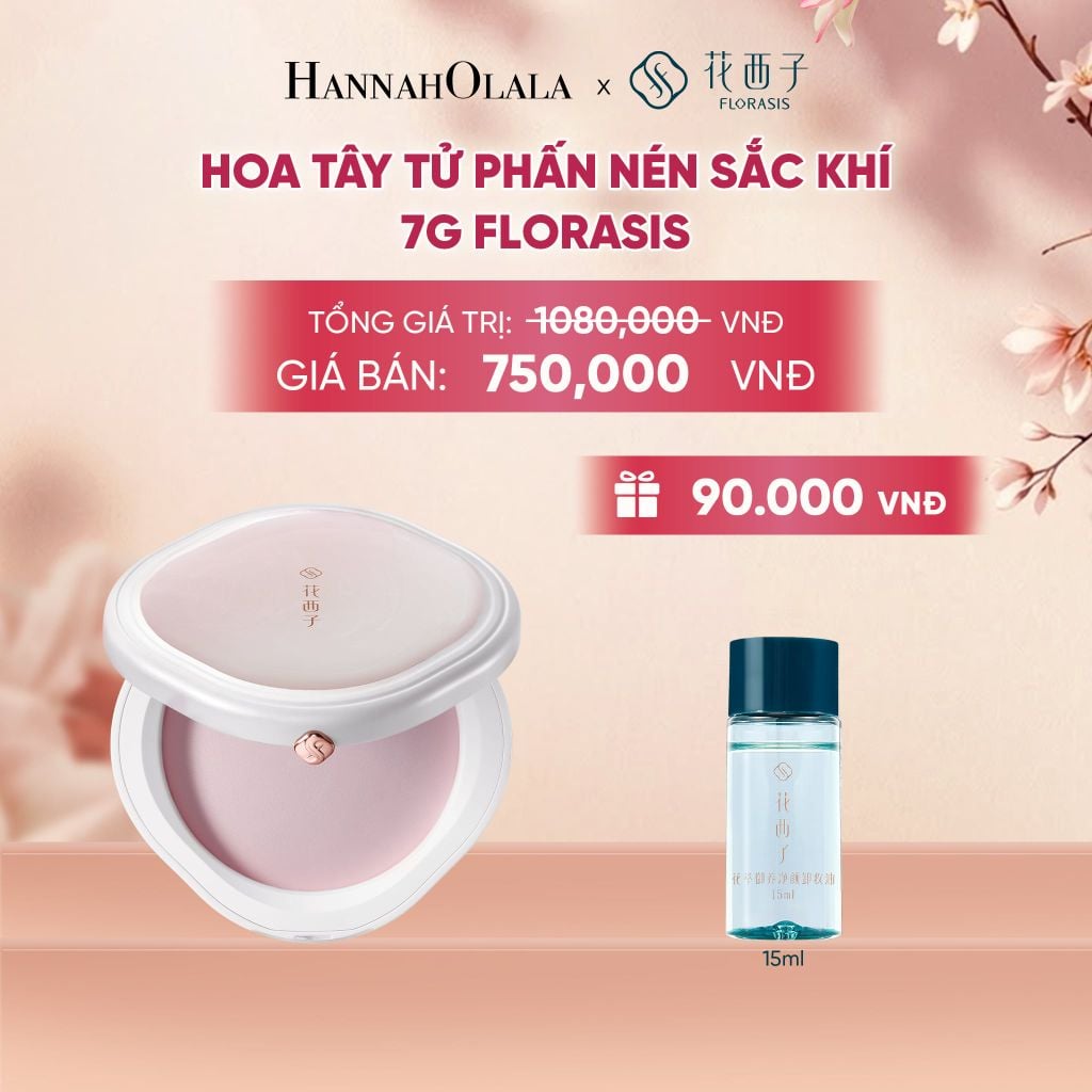  HOA TÂY TỬ PHẤN NÉN SẮC KHÍ 7G FLORASIS PHẤN PHỦ MỎNG NHẸ NHƯ LỤA – VỪA KIỀM DẦU, HIỆU CHỈNH SẮC DA, DƯỠNG DA VÀ CỐ ĐỊNH LỚP NỀN - A804 