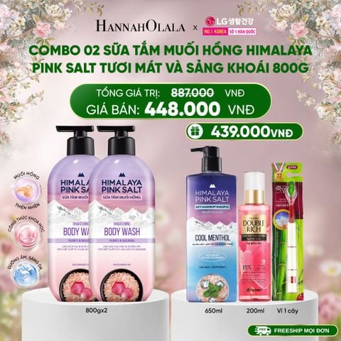  DEAL 19: COMBO 02 SỮA TẮM MUỐI HỒNG HIMALAYA PINK SALT TƯƠI MÁT VÀ SẢNG KHOÁI 800G 