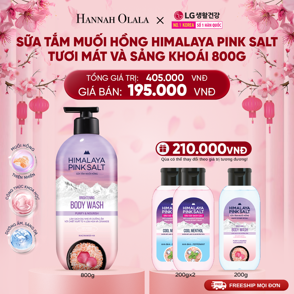  DEAL 30: SỮA TẮM MUỐI HỒNG HIMALAYA PINK SALT TƯƠI MÁT VÀ SẢNG KHOÁI 800G 