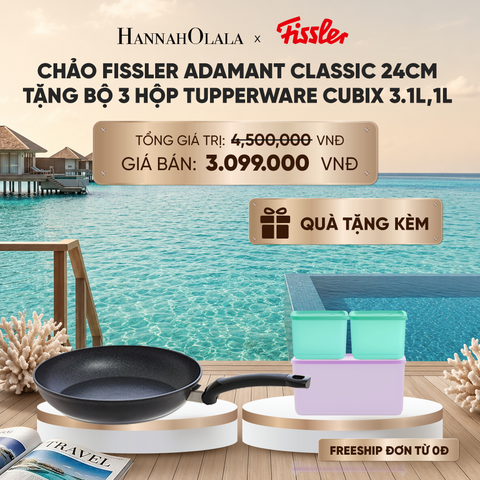  CHẢO CHỐNG DÍNH PHỦ SỨ FISSLER CERATAL COMFORT ORBIT BLACK 24CM TẶNG SET 5 HỘP TUPPERWARE TRỮ ĐÔNG_ D1879 
