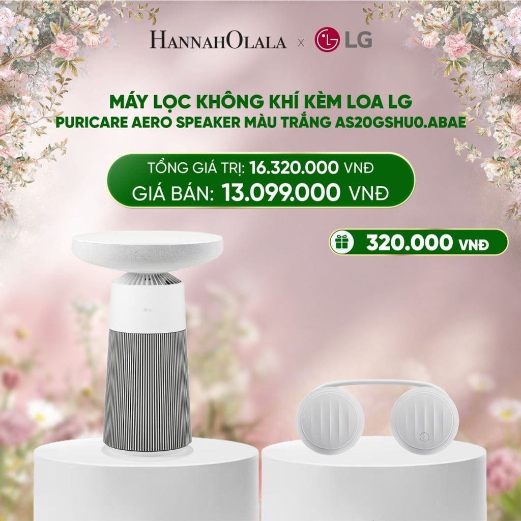  DEAL 2: MÁY LỌC KHÔNG KHÍ KÈM LOA LG PURICARE AERO SPEAKER MÀU TRẮNG AS20GSHU0.ABAE 