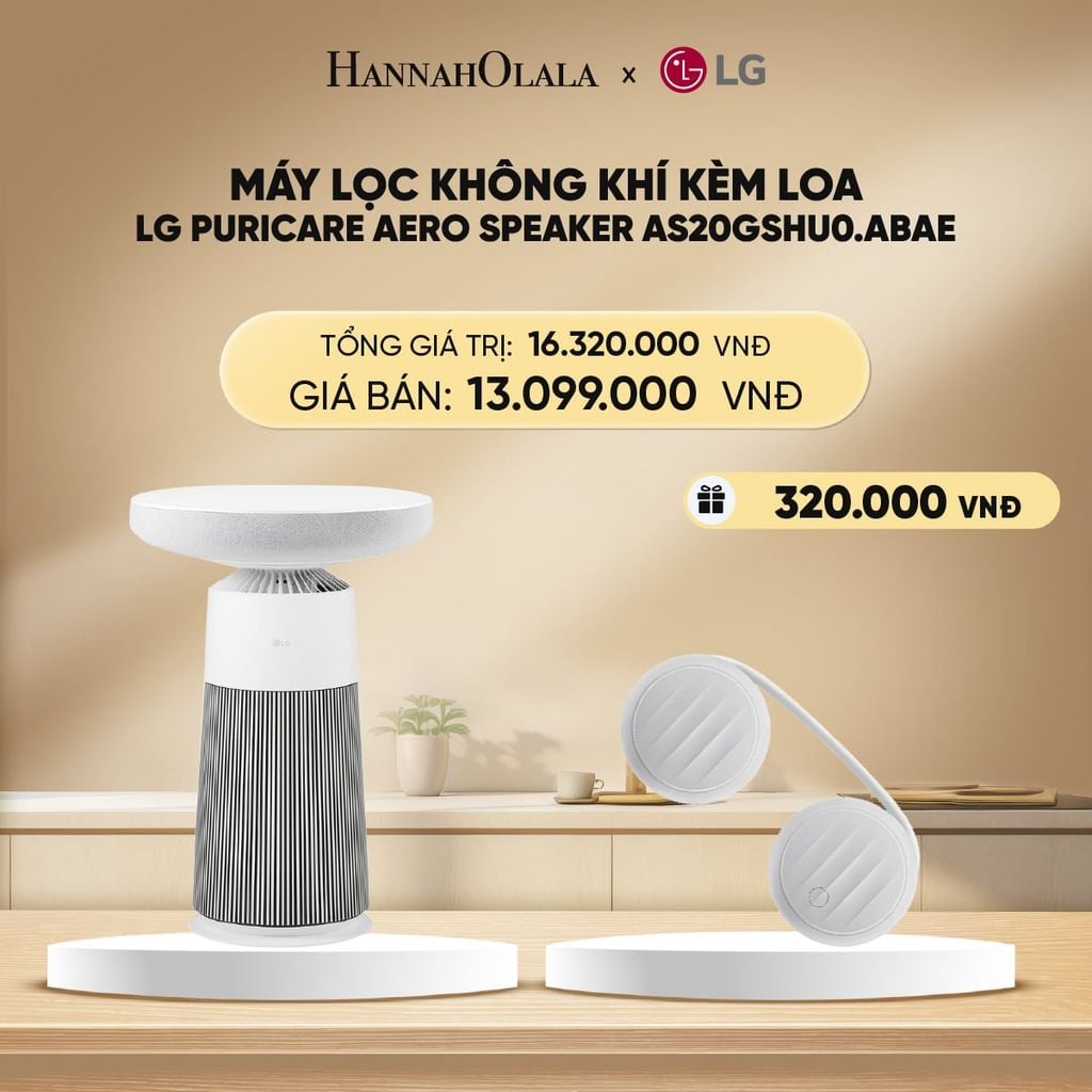  DEAL 2: MÁY LỌC KHÔNG KHÍ KÈM LOA LG PURICARE AERO SPEAKER MÀU TRẮNG AS20GSHU0.ABAE 