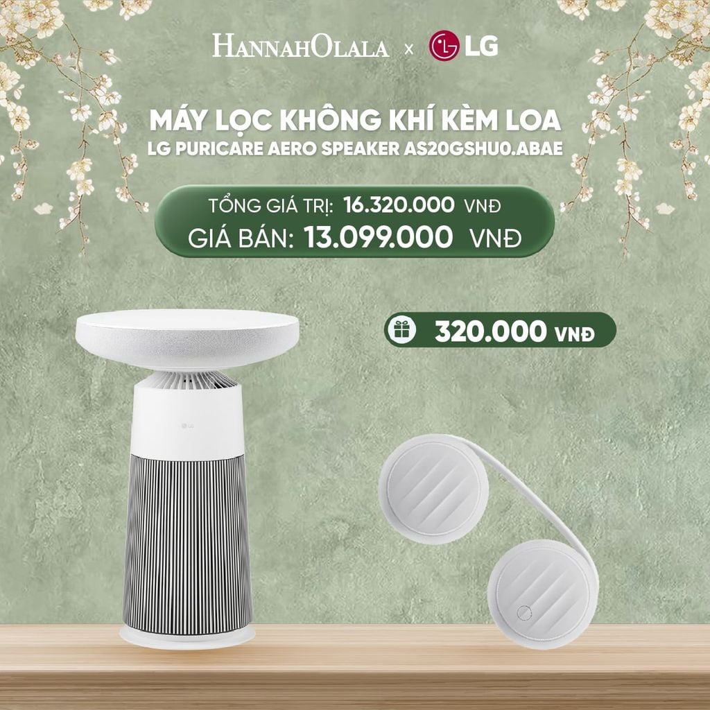  DEAL 2: MÁY LỌC KHÔNG KHÍ KÈM LOA LG PURICARE AERO SPEAKER MÀU TRẮNG AS20GSHU0.ABAE 