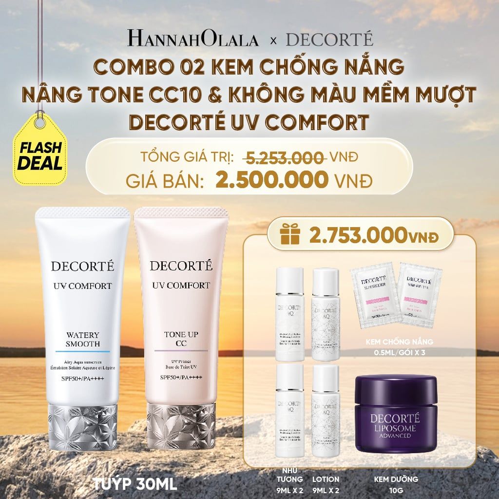  COMBO 02 KEM CHỐNG NẮNG BẢO VỆ HIỆU CHỈNH TONE DA DECORTÉ UV COMFORT NÂNG TÔNG - B570 