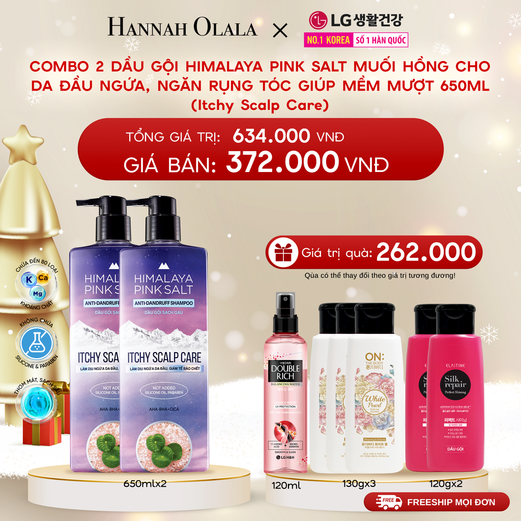  DEAL09: COMBO 2 DẦU GỘI HIMALAYA PINK SALT MUỐI HỒNG GIÚP TÓC MỀM MƯỢT, ÓNG Ả 650ML 