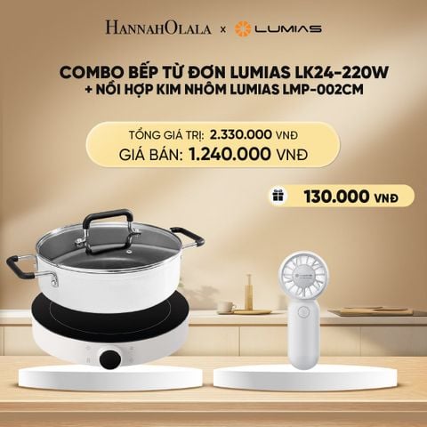 DEAL 15: COMBO BẾP TỪ ĐƠN LUMIAS LK24-220W + NỒI HỢP KIM NHÔM LUMIAS LMP-002CM 