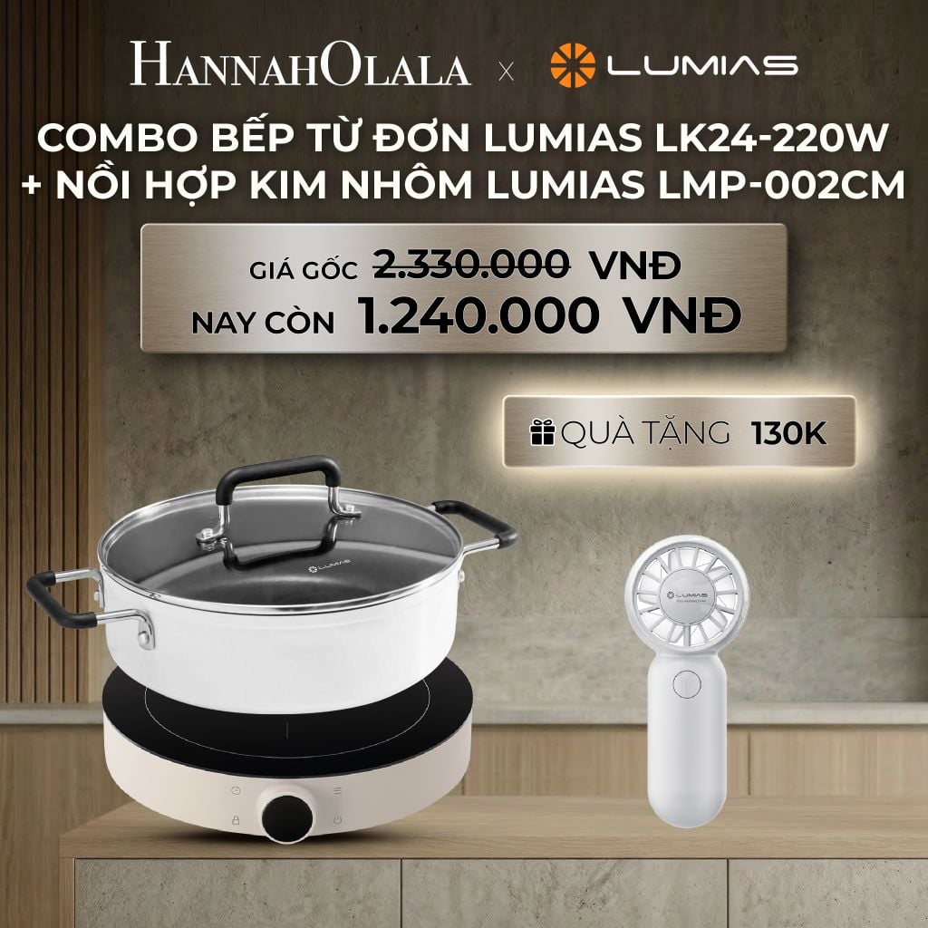  DEAL 27: COMBO BẾP TỪ ĐƠN LUMIAS LK24-220W + NỒI HỢP KIM NHÔM LUMIAS LMP-002CM 
