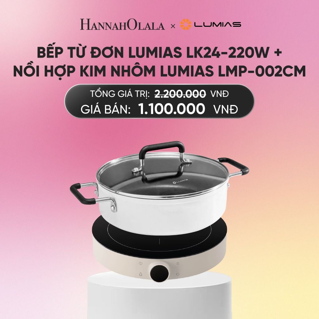  DEAL 6: COMBO BẾP TỪ ĐƠN LUMIAS LK24-220W + NỒI HỢP KIM NHÔM LUMIAS LMP-002CM_A1200 