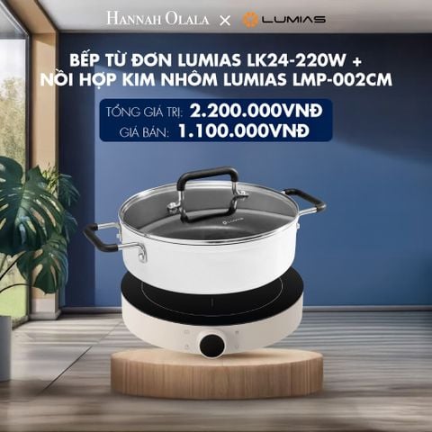  [FLASHSALE] COMBO BẾP TỪ ĐƠN LUMIAS LK24-220W + NỒI HỢP KIM NHÔM LUMIAS LMP-002CM - DEAL 21 