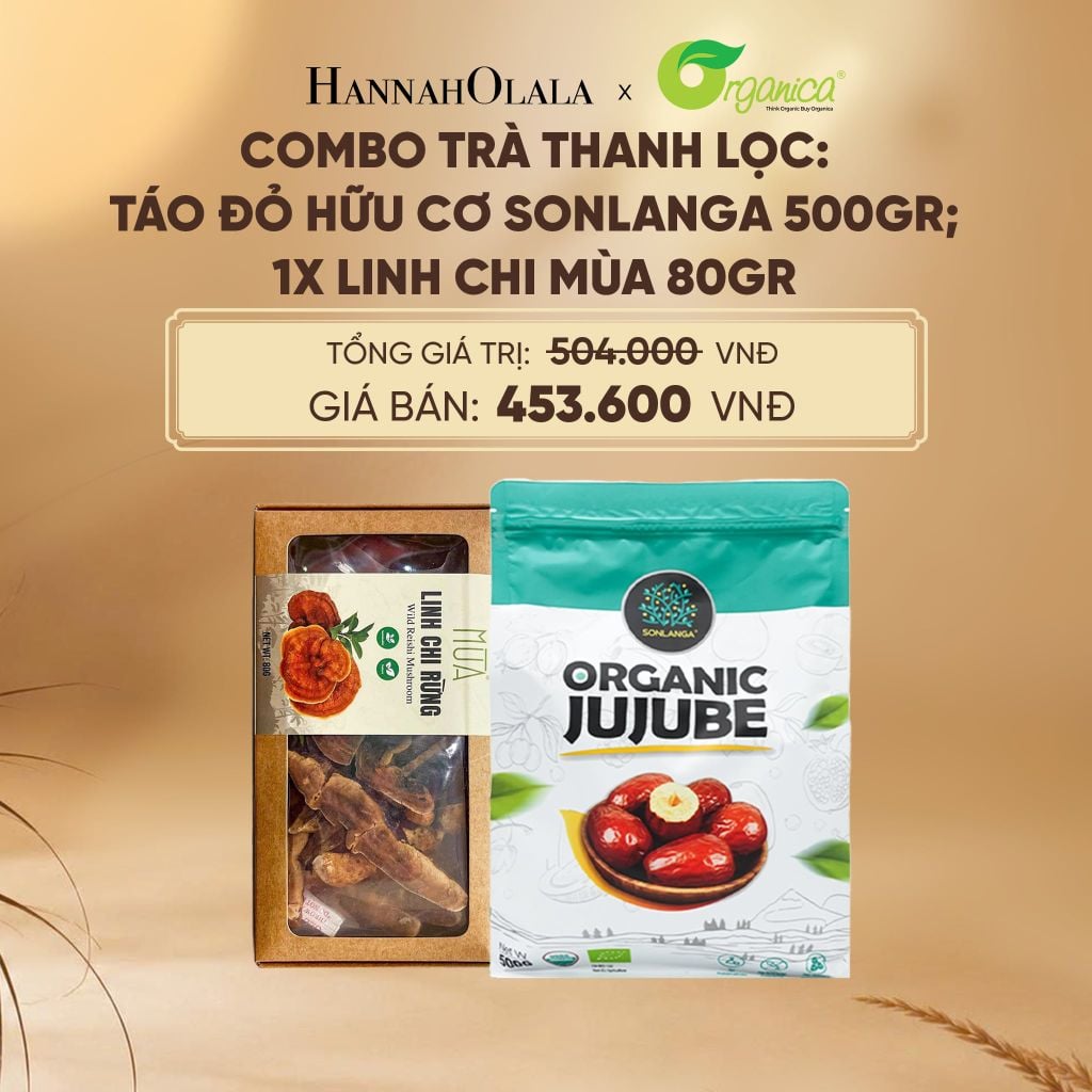  COMBO TRÀ THANH LỌC: TÁO ĐỎ HỮU CƠ SONLANGA 500GR; 1X LINH CHI MÙA 80GR - DEAL 6 - E116 