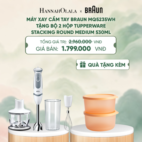  MÁY XAY CẦM TAY BRAUN MQ5235WH (TẶNG BỘ 2 HỘP ĐỰNG THỰC PHẨM TUPPERWARE TRỮ KHÔ VÀ MÁT STACKING ROUND MEDIUM 530ML) - DEAL 3 - A2024 