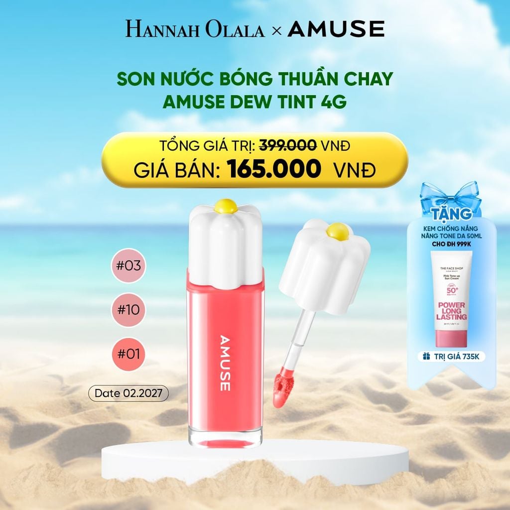  DEAL 1: SON TINT BÓNG THUẦN CHAY AMUSE BEBE TINT 3.8G 