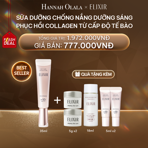  DEAL 12: [FLASHSALE] SỮA CHỐNG NẮNG DƯỠNG SÁNG PHỤC HỒI COLLAGEN TỪ CẤP ĐỘ TẾ BÀO ELIXIR DAY CARE REVOLUTION SPF50+ 35ML 