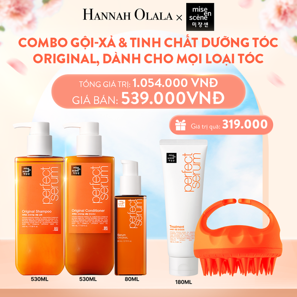  A558_DEAL 2: COMBO GỘI XẢ 530ML VÀ TINH CHẤT 80ML MISE EN SCENE PERFECT SERUM ORIGINAL PHỤC HỒI HƯ TỔN & DƯỠNG TÓC SUÔN MỀM, DÀNH CHO MỌI LOẠI TÓC 