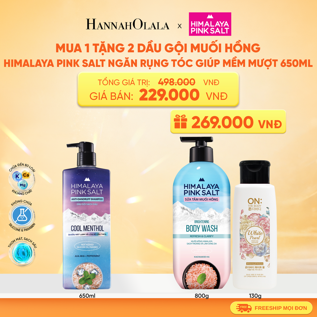  DẦU GỘI HIMALAYA PINK SALT MUỐI HỒNG CHO DA ĐẦU NGỨA, NGĂN RỤNG TÓC GIÚP MỀM MƯỢT, ÓNG Ả 650ML 