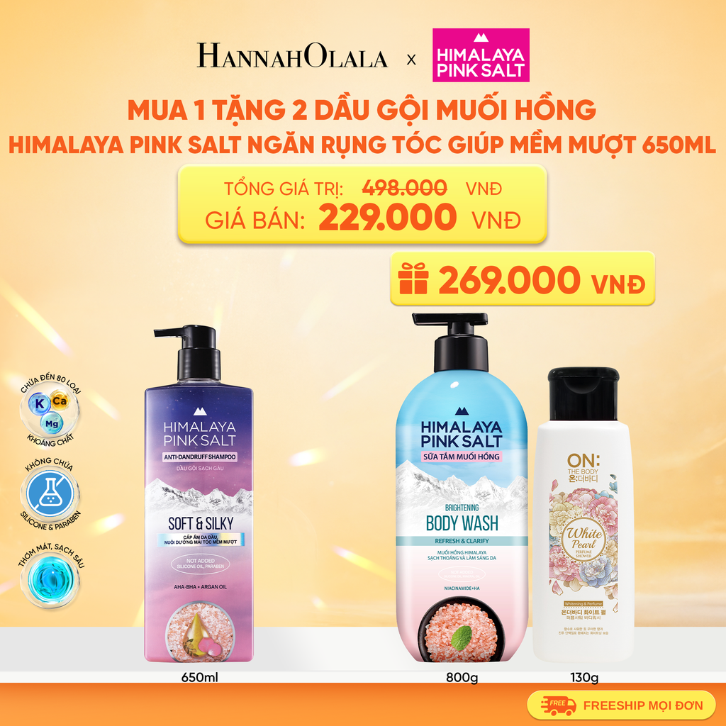  DẦU GỘI HIMALAYA PINK SALT MUỐI HỒNG CHO DA ĐẦU NGỨA, NGĂN RỤNG TÓC GIÚP MỀM MƯỢT, ÓNG Ả 650ML 
